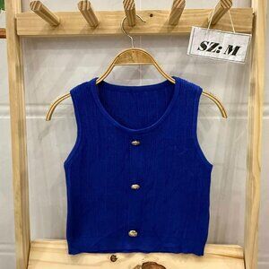 Cobalt Blue Ribbed Knit Sleeveless Vest Top 💙